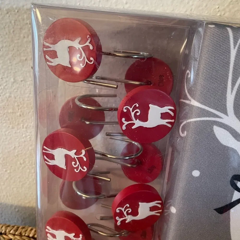 Reindeer Games Shower Curtain and Matching Hooks
